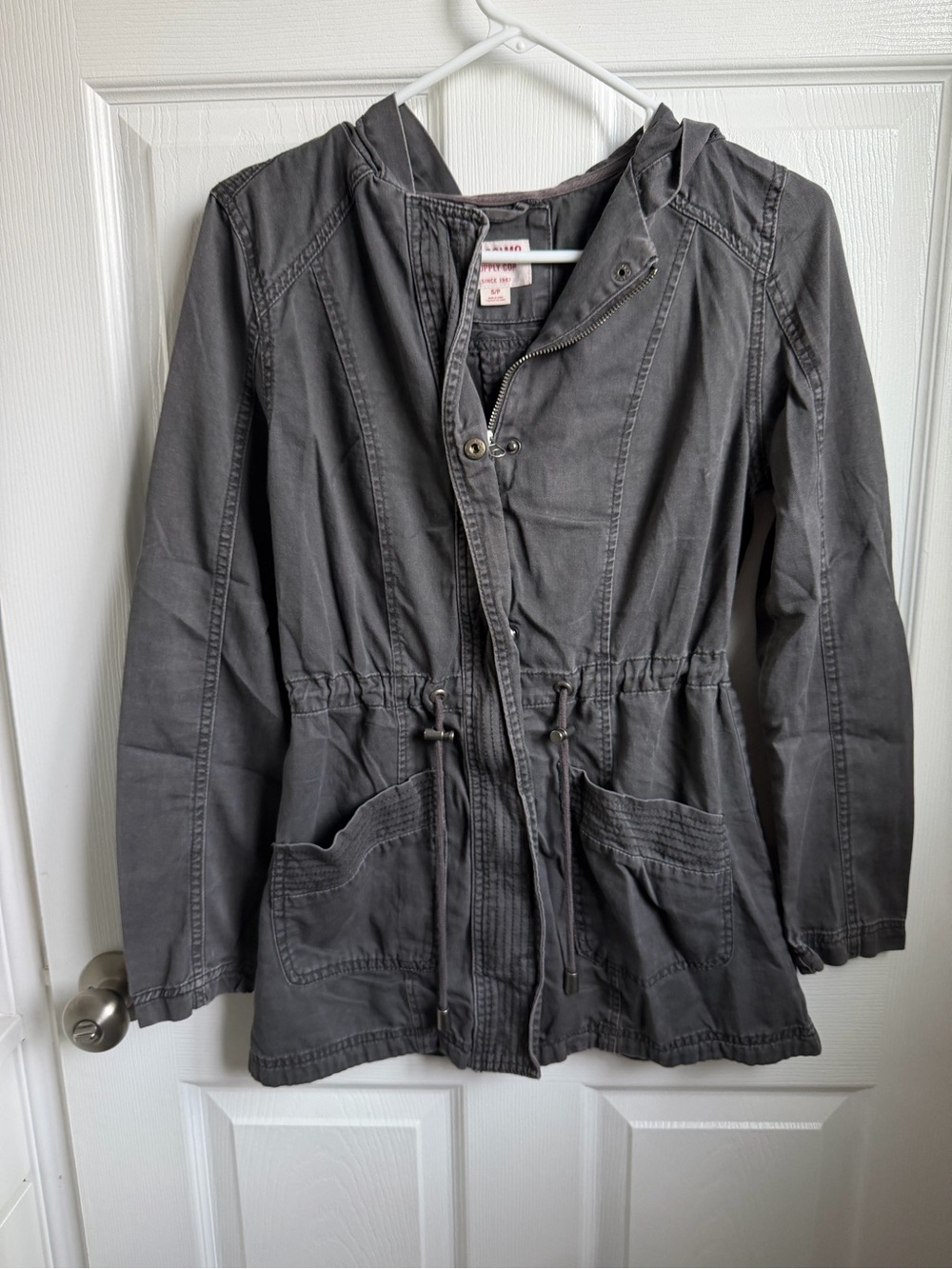 Mossimo Supply Co. Gray Hooded Utility Jacket
